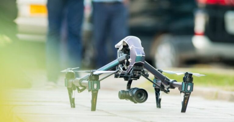 Electronics - Gray and Green Quadcopter Drone on Ground